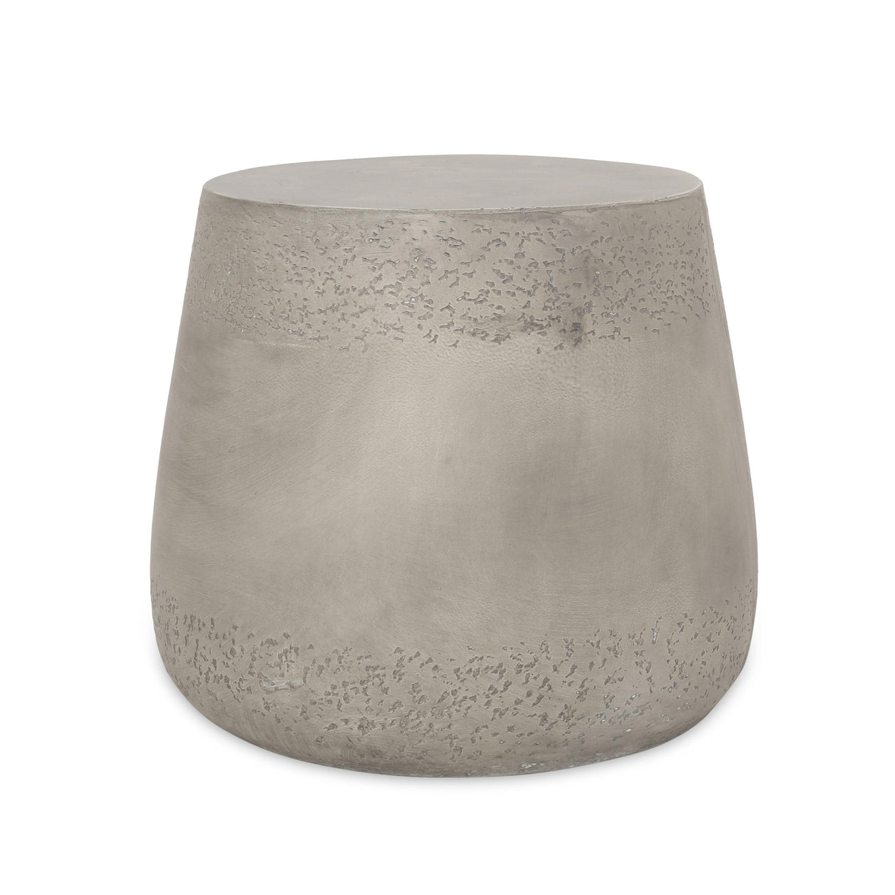 Boho Light Gray Drum Shape Accent Table