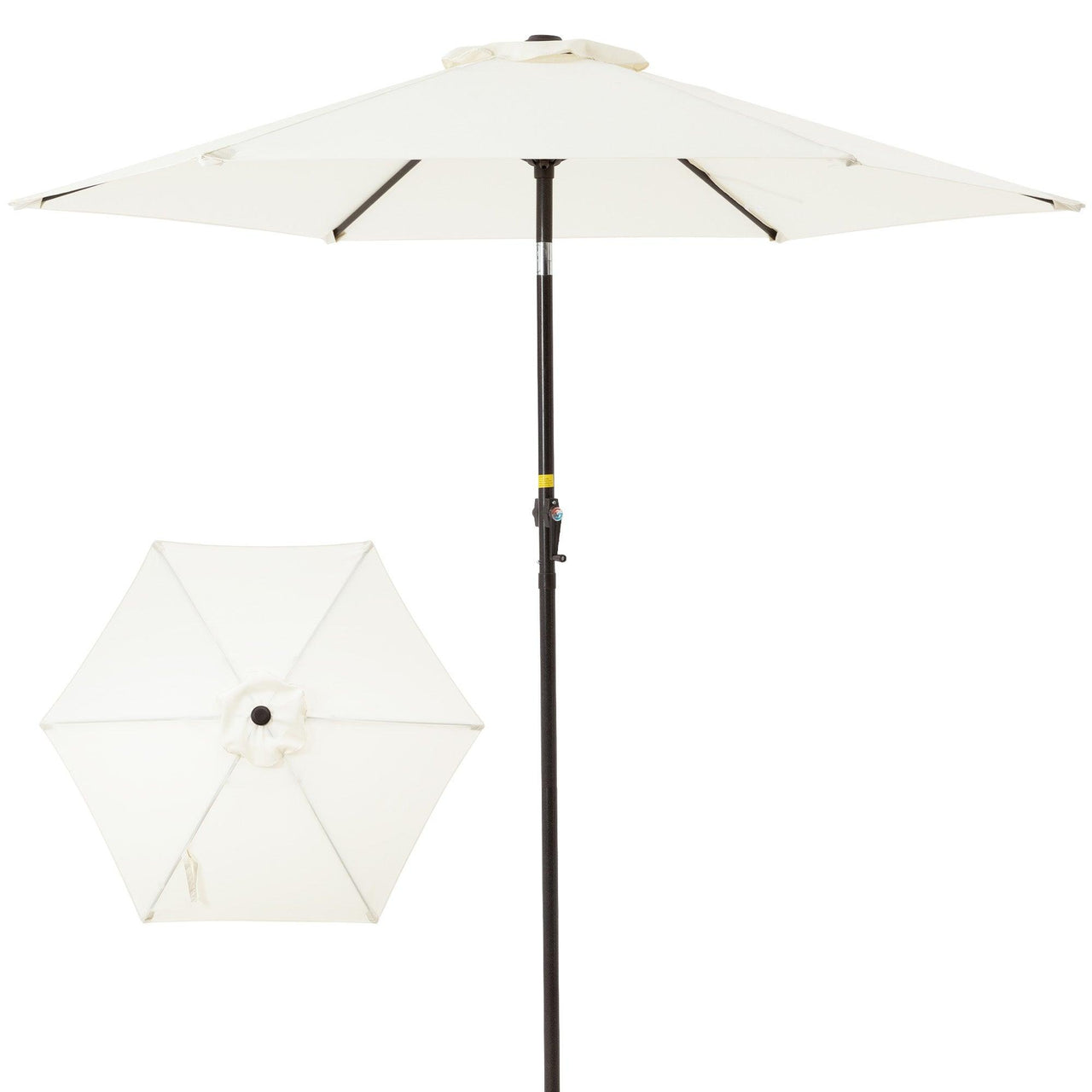 7.5FT Beige Patio Umbrella with Push-Button Tilt & Crank for Outdoor Tables