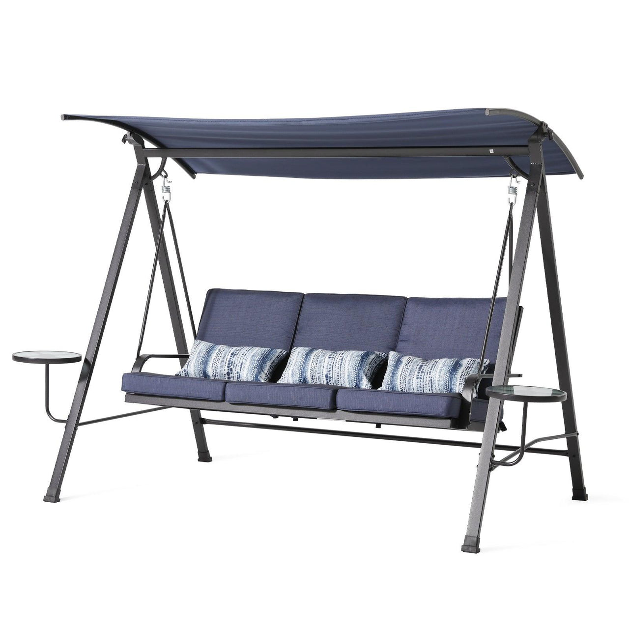 Steel 3-Seater Porch Swing with Adjustable Canopy