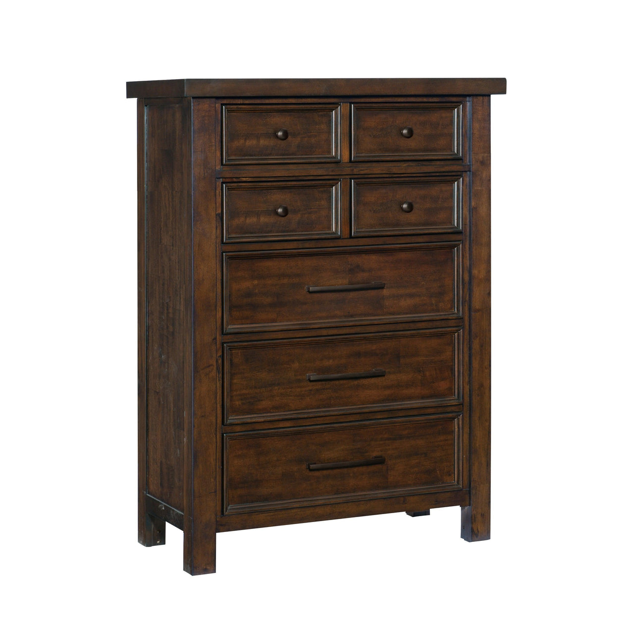 Classic Bedroom Brown Finish 1pc Chest of Drawers Mango Veneer Wood Transitional Furniture