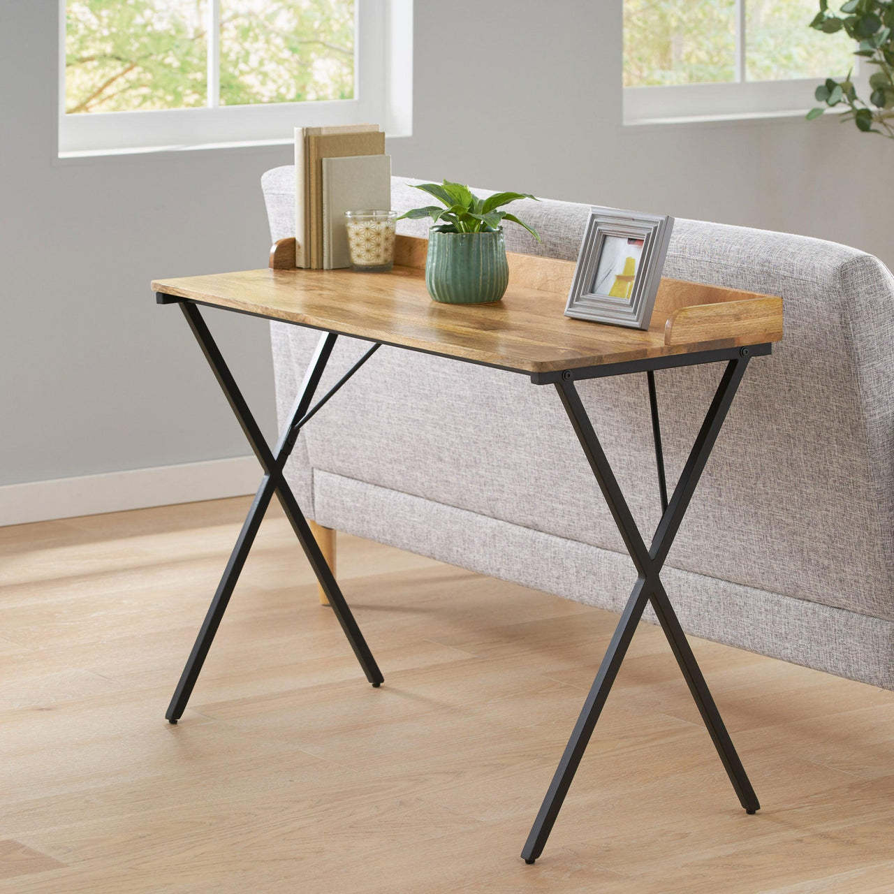 Modern Natural Wood & Metal Handmade Console Table