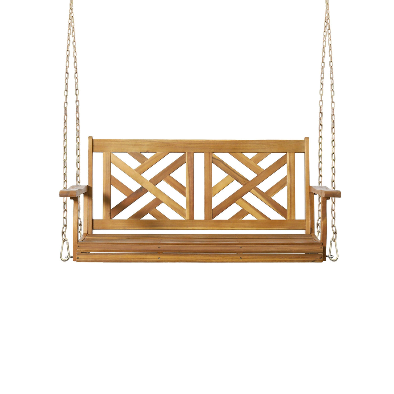 Teak Wood & Metal Porch Swing