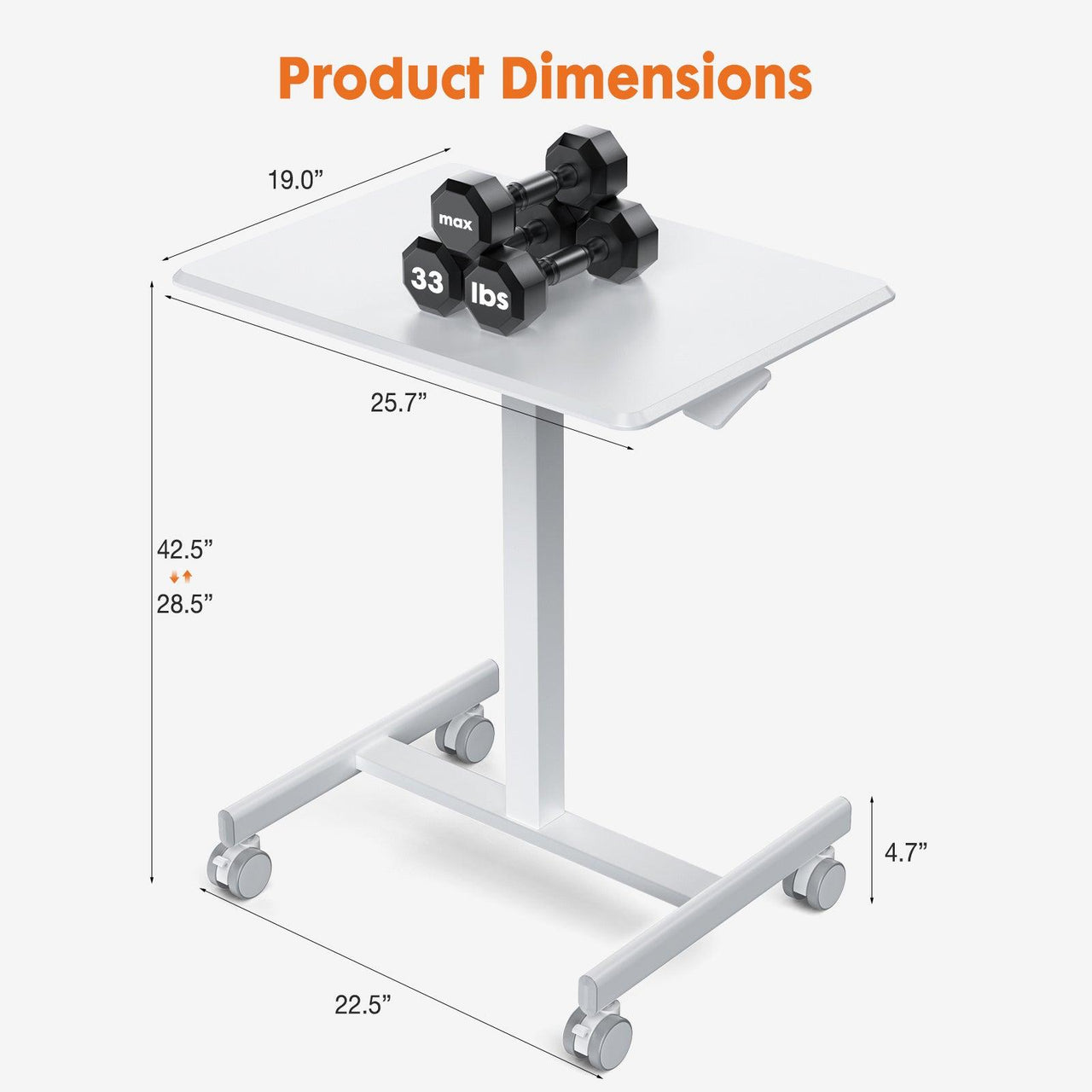 Small Mobile Rolling Standing Desk Rolling Desk Laptop Computer Cart for Home