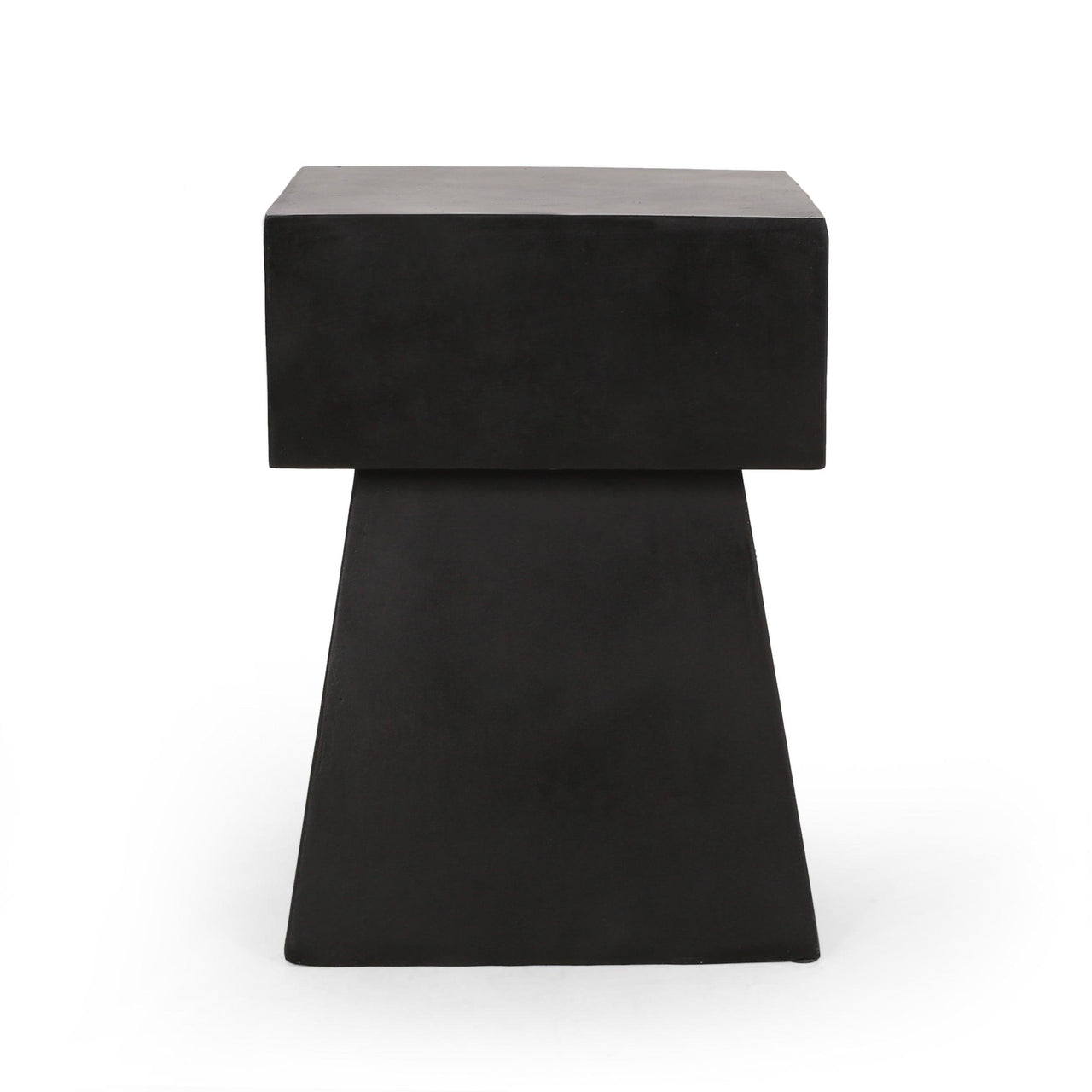 Modern Black Magnesium Oxide Side Table with Pedestal Design