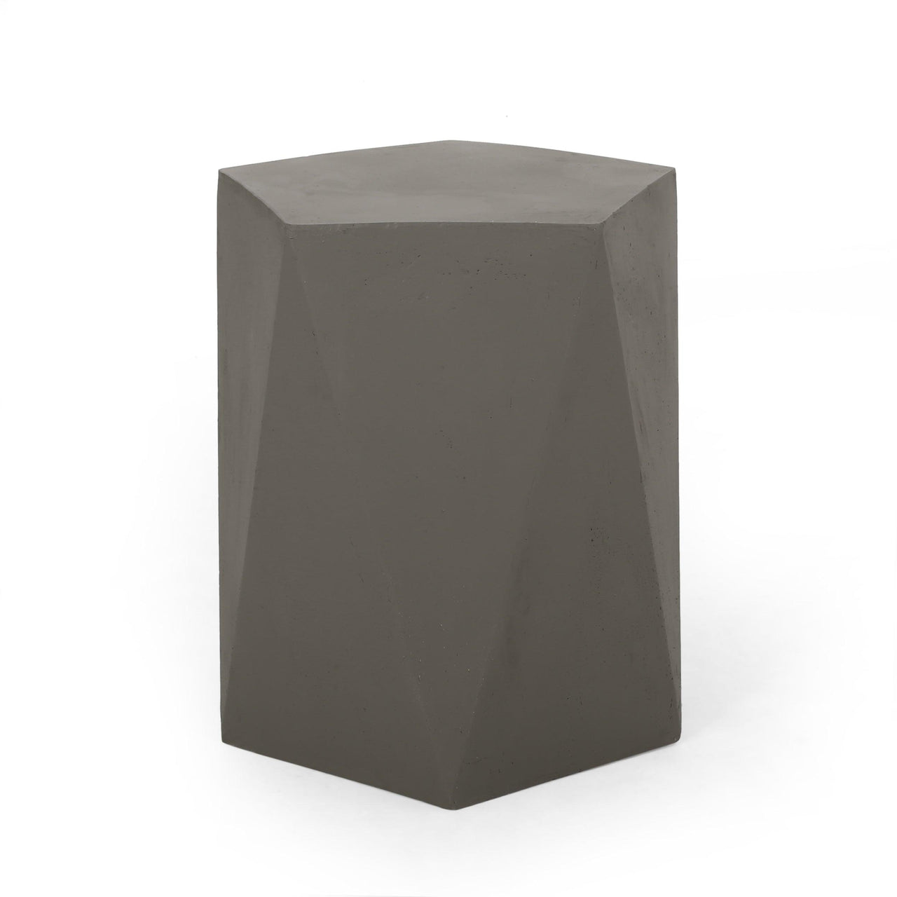 Modern Light Gray Pentagonal Side Table in Lightweight Concrete