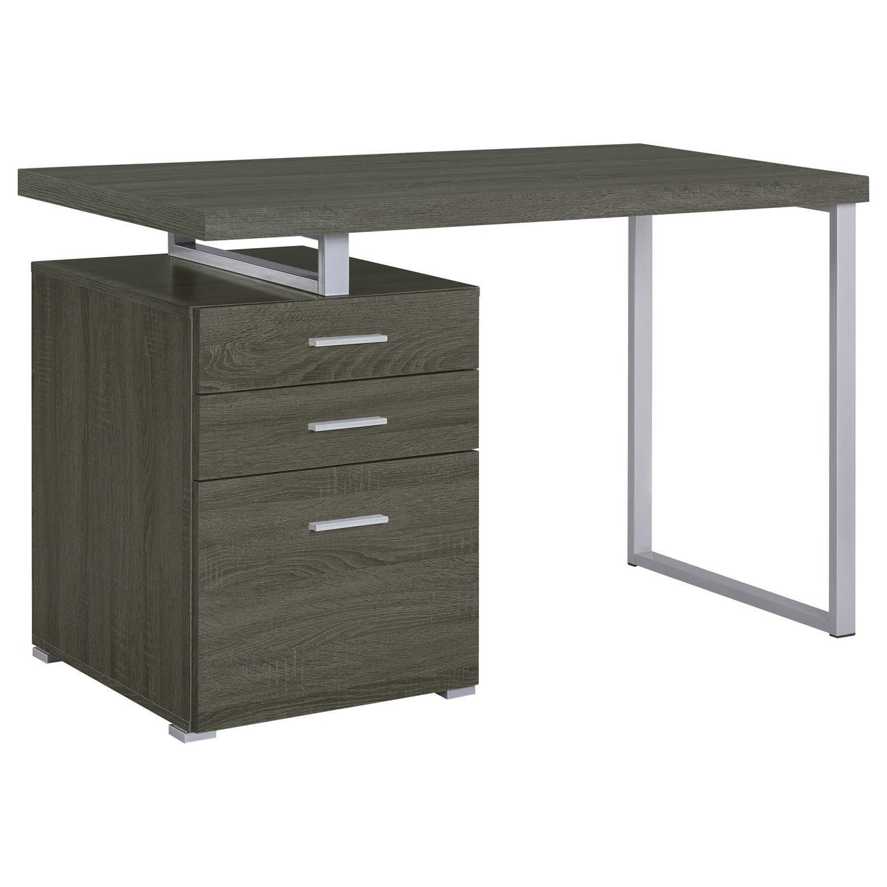 Contemporary Students Computer Desk, 47" Gray Wood, 3 Drawers, Modern with Storage