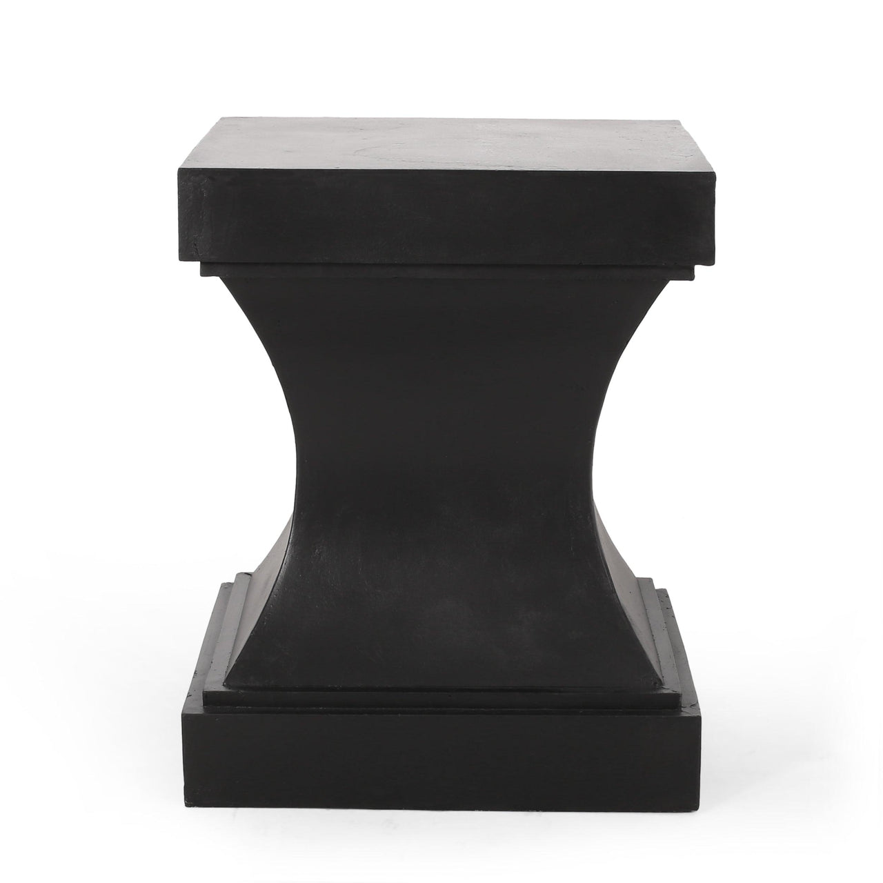 Black Modern Pedestal Side Table with Lightweight Concrete Design